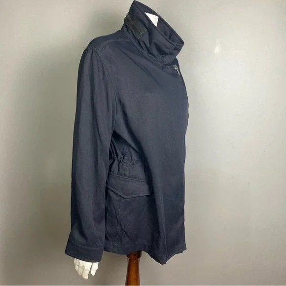 All Saints Finn Jacket women's US 10 UK 14 black long moto trench transitional‎